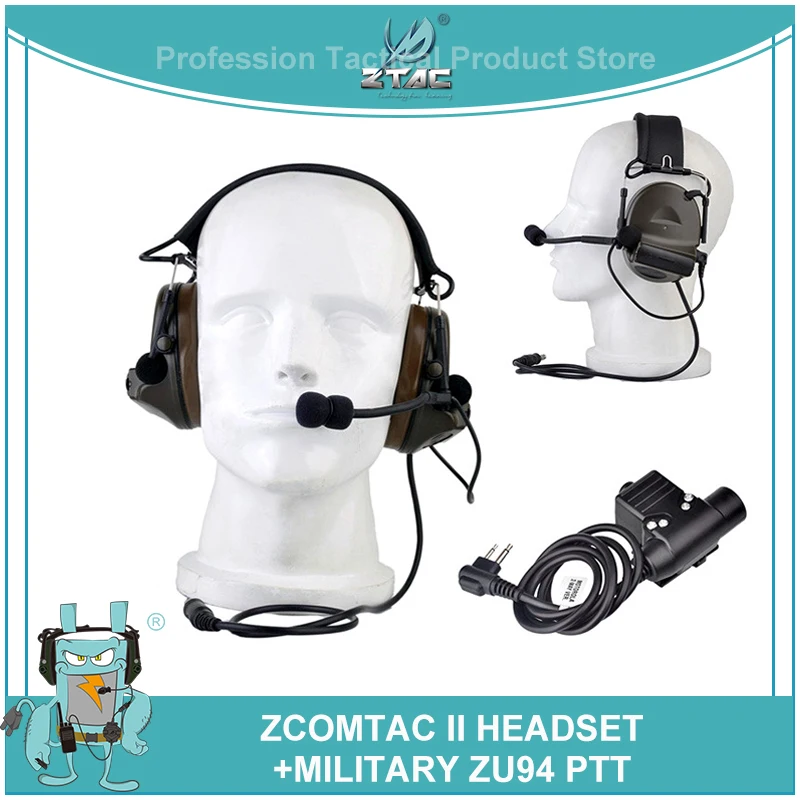 

Z-tactical Earphone zComtac II Peltor Noise CancelingHeadset Z041(FG) With Military Standard Version zU94 PTT Z113