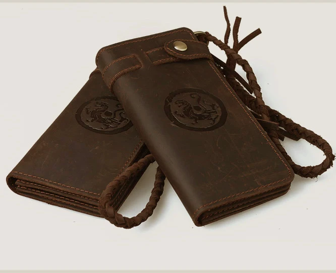 

Handmade Vintage Men Genuine leather Wallet Men Leather Wallet coin bag male Wallet Purse long Money clips Free Shipping