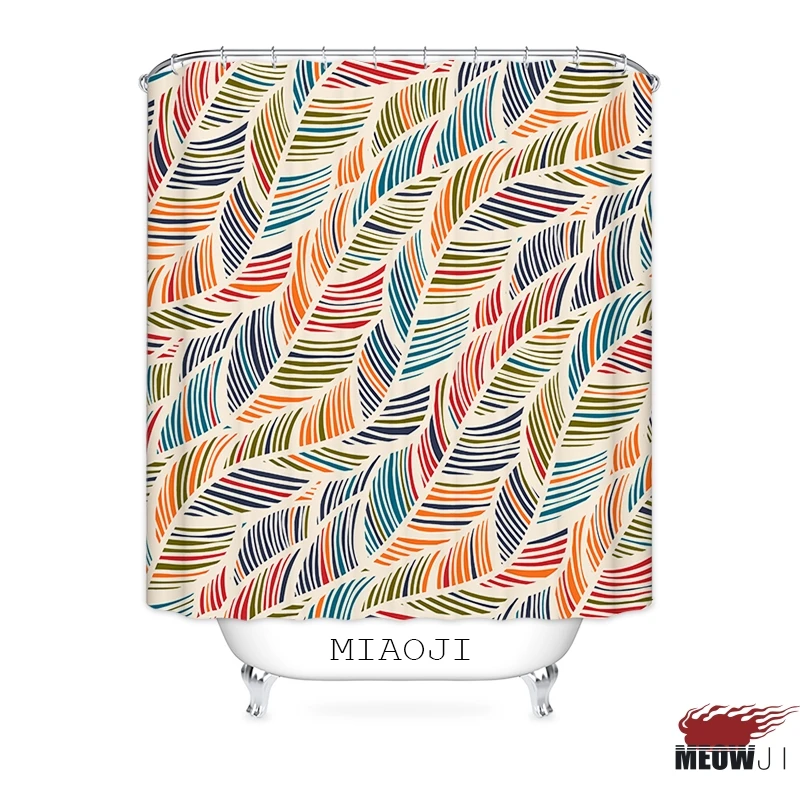 

[MIAOJI] Japanese Fashion Floral Printed Polyester Fabric Bathroom Shower Curtain with Hooks Free Shipping