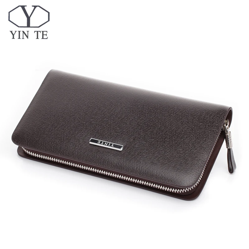 

YINTE Men's Clutch Wallets Leather Men Purse Zipper Wallet Fashion Brand Clutch Bag Small Handbag Wrist Bag Portfolio T028-1