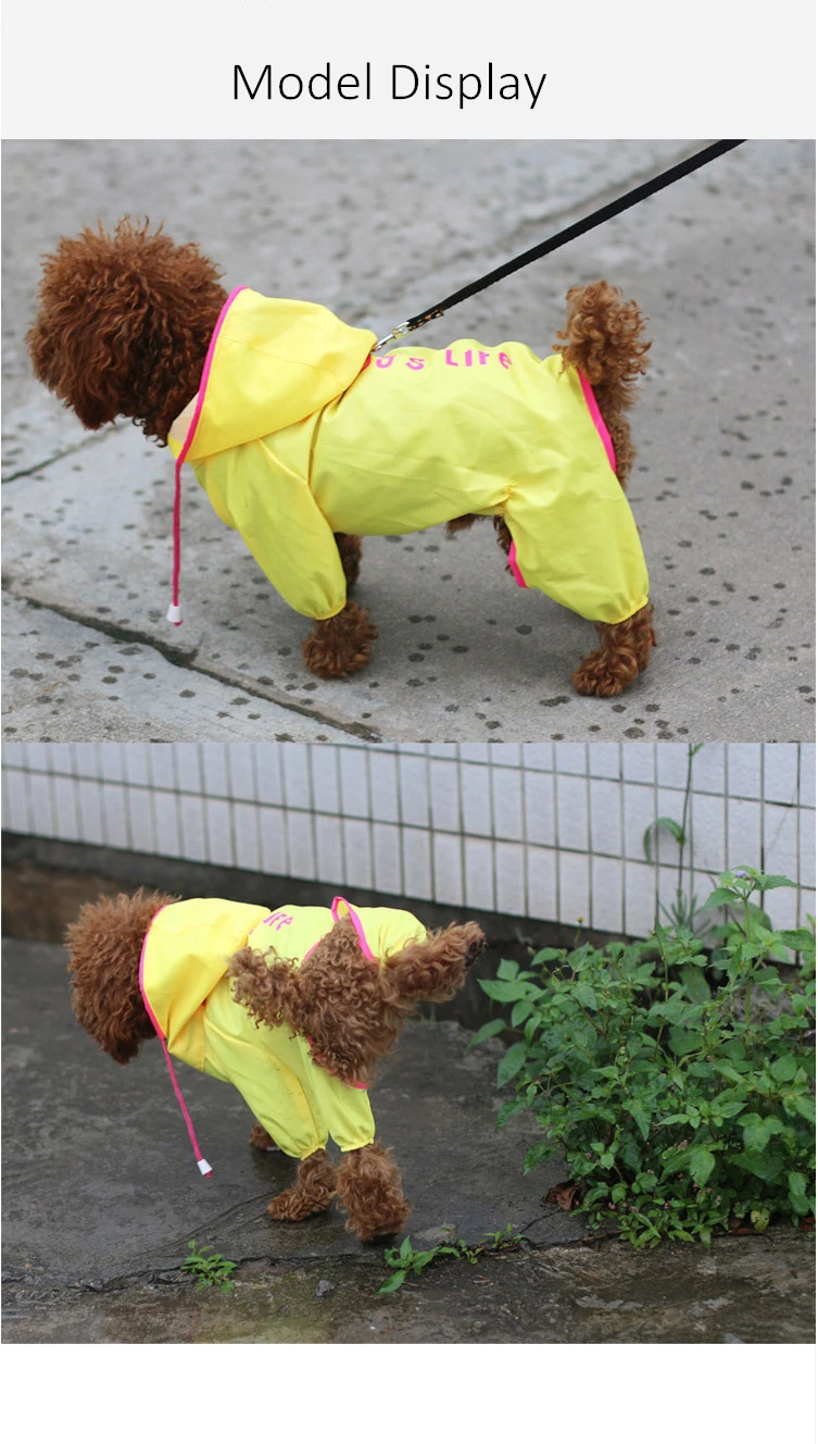 Дождевик для собак, весенний водонепроницаемый дождевик для собак, для маленьких и средних собак, с капюшоном, для щенков дождевые комбинезоны, дышащий желтый