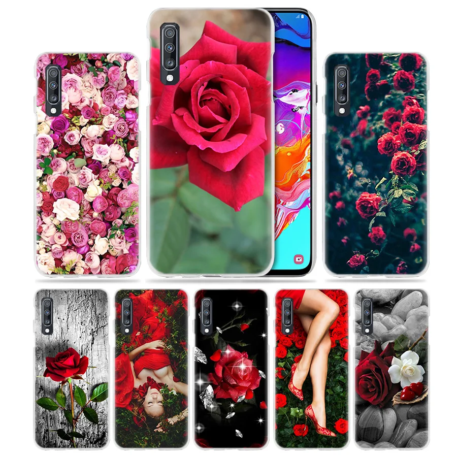 

Red Roses Flowers Case for Samsung Galaxy A50 A70 A20e A40 A30 A20 A10 A8 A6 Plus A9 A7 2018 Hard Clear Fundas Phone Coque Cover