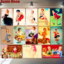 Пин-Ап винтажный металлический постер для девушек, сексуальная леди, жестяная вывеска, американское искусство, живопись, кафе, паб, бар, клуб, казино, настенное украшение для дома, MN121