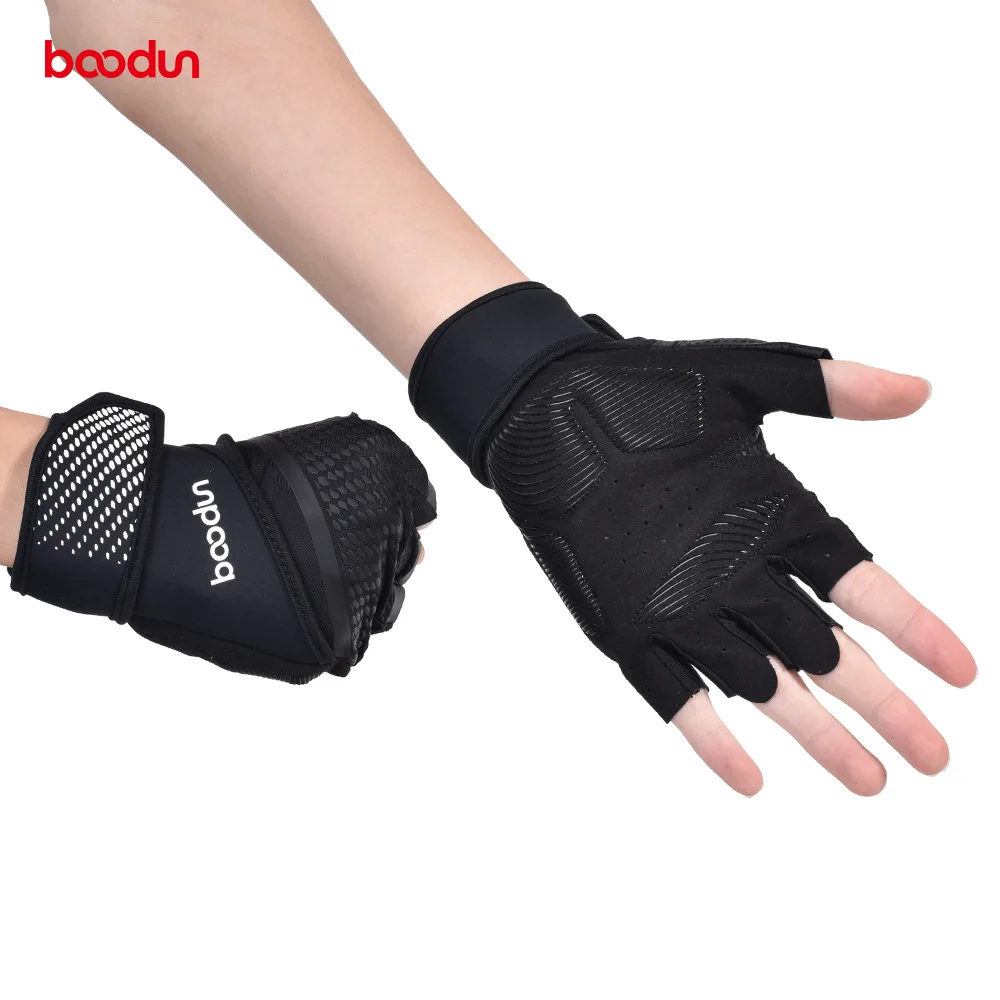  Professional Gym Gloves with Lengthen Wrist Belt Protection Antislip Shockproof Weight Lifting Trai