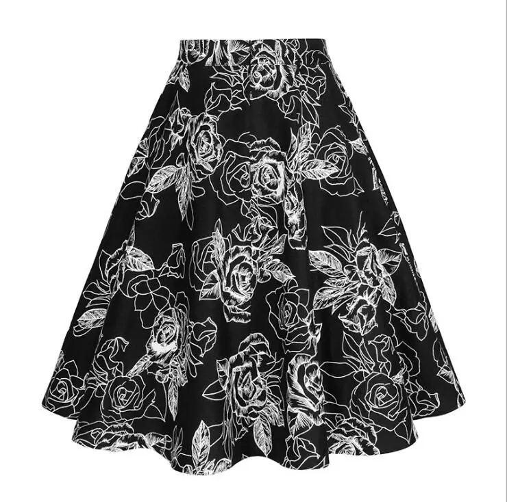 Черная летняя винтажная юбка с цветочным принтом для женщин s Modis повседневная короткая юбка трапециевидной формы с 15 стилями для женщин Новинка - Цвет: 012