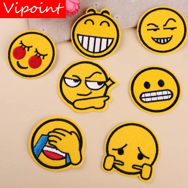 

VIPOINT embroidery smile face patches lovely expression patches badges applique patches for clothing YX-292