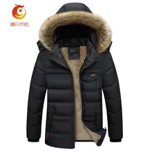 Men Winter Jacket Warm Male Coats Plus Cashmere Lining Fashion Thick Cotton Jacket Coat Casual Men Parkas Hooded Jacket Size 4XL