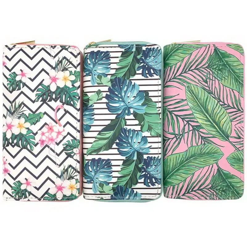

KANDRA Fashion Long Purse Large Capacity Women's Flamingo Floral Print Clutch Phone Bag PU Leather Ladies Card Holder Wallets