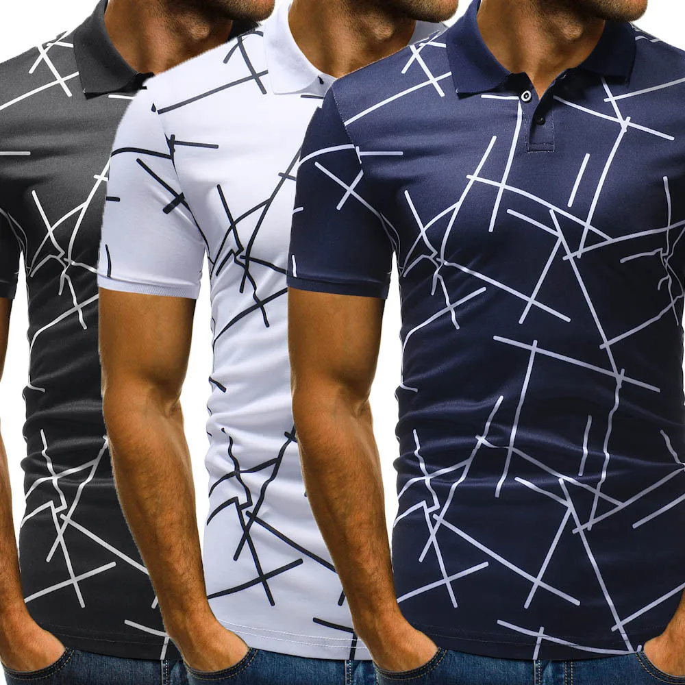 KANCOOLD мужские рубашки поло повседневные новые брендовые летние мужские топы из хлопка с принтом рубашки поло с коротким рукавом мужские Топы Прямая поставка 6263