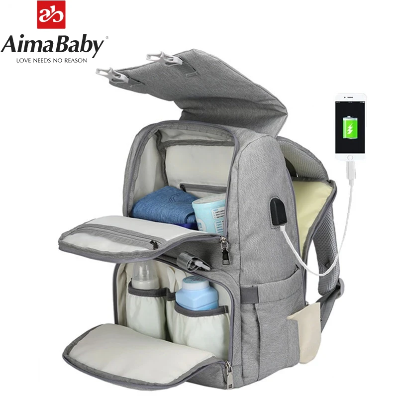 

Baby Diaper Bag With USB Interface Large baby nappy changing Bag Mummy Maternity Travel Backpack for mom Nursing bags