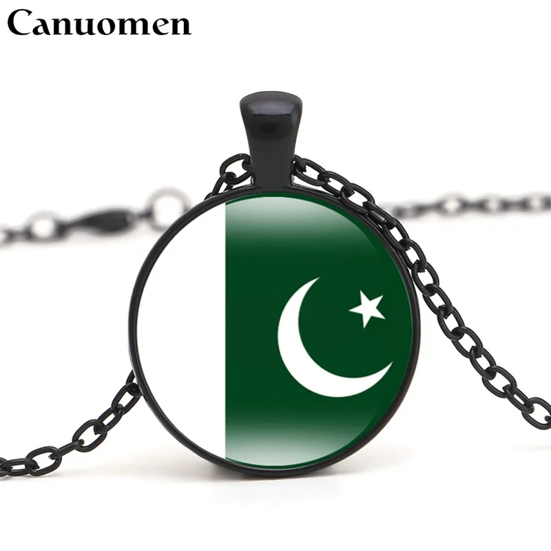 Canuomen флаг Пакистана кулон ожерелье Южная Азия страна Sri Lanka Индия бутан Maldives Бенгальская I Love Hometown женские ювелирные изделия - Окраска металла: Pakistan-Black