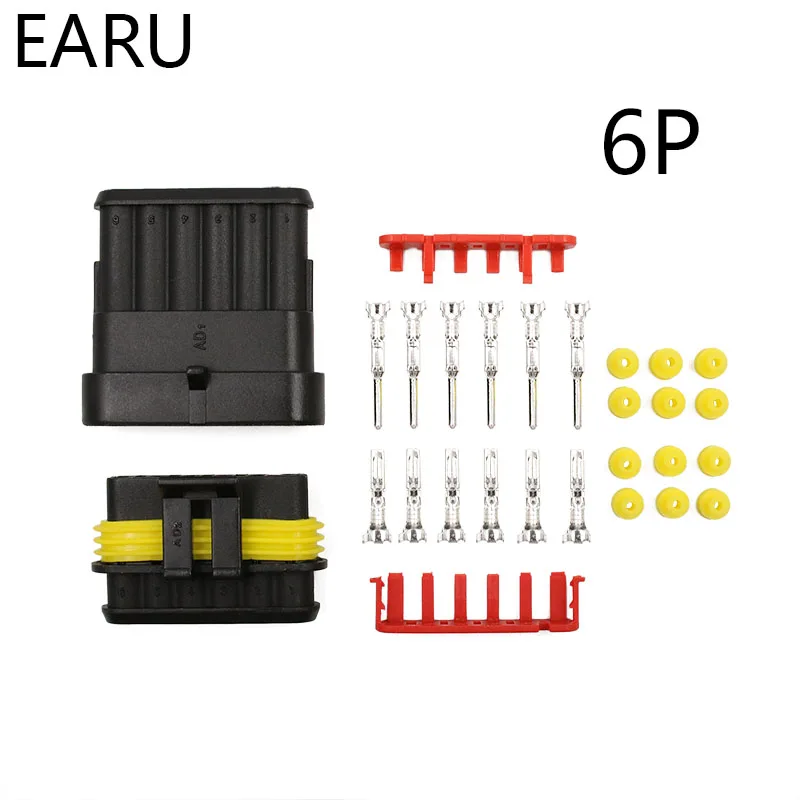 5 комплектов 1P 2P 3P 4P 5P 6P AMP 1,5 супер уплотнение водонепроницаемый электрический провод Кабельный разъем штекер для автомобиля Автомобиль ксеноновая фара