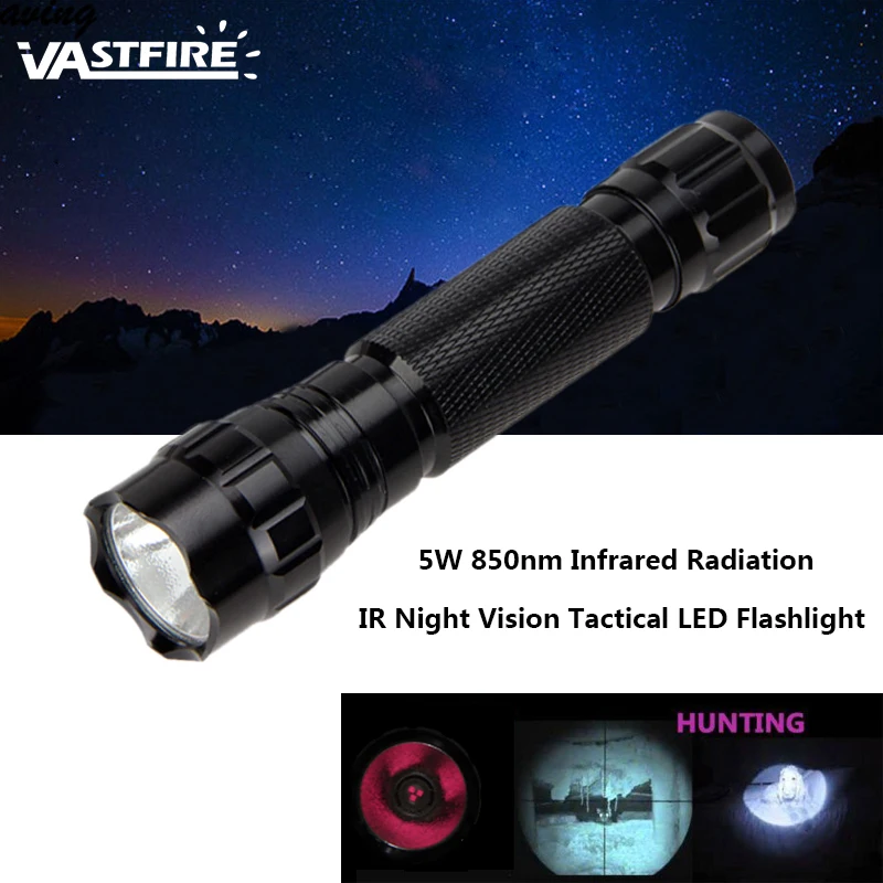 

Tactical Weapon Lights Infrared Radiation IR Night Vision Tactical LED Flashlight Torch Night Activities Hunting + Mount +Switch