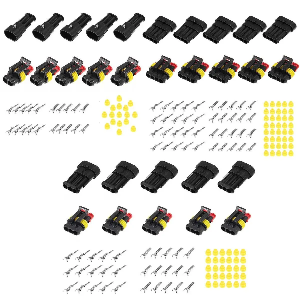 15 Sets New 2 3 4 Pins Car Waterproof Plug Car Auto Waterproof Sealed Electrical Wire Connector Plug