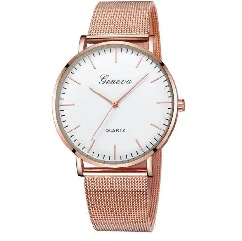 Лидер продаж модные повседневные женские часы классические женские мужские кварцевые наручные часы из нержавеющей стали часы-браслет reloj mujer - Цвет: rose gold