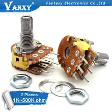 2 шт. B1K B2K B5K B10K B20K B50K B100K B250K B500K B1M WH148 6Pin потенциометр 1 K, 2K 5K 10K 20K 50K 100K 250K 500K 1 м