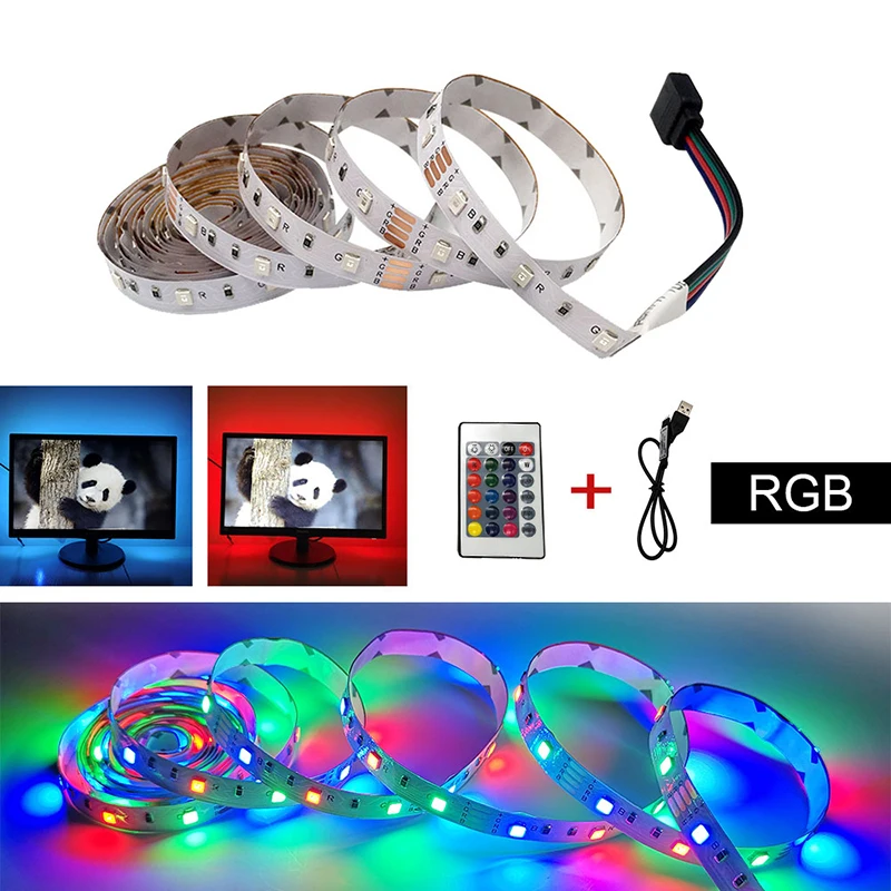 RGB/теплый белый/белый DC 5 В/6 в RGB светодиодный светильник tv USB power Светодиодная лента SMD3528 0,5 м 1 м 2 м 3 м 4 м 5 м Рождественская декоративная лампа