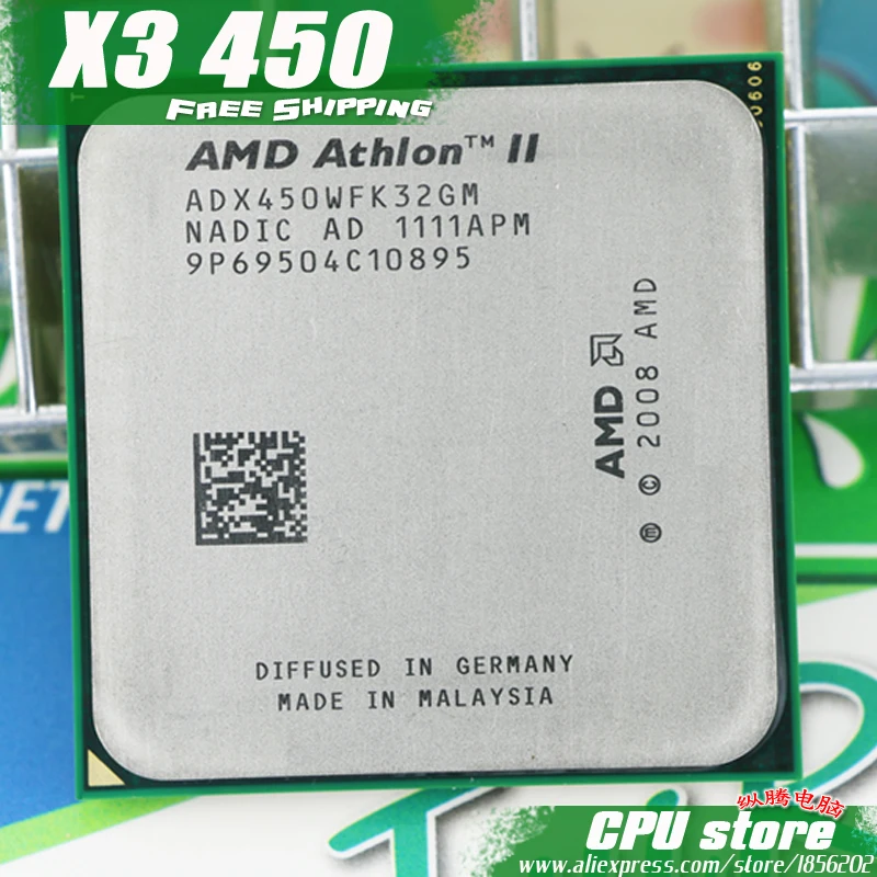 

AMD Athlon II X3 450 CPU Processor Triple-Core(3.2Ghz/ L2=1.5M /95W / 2000GHz)Socket am3 am2+ free shipping 938 pin sell X3 455