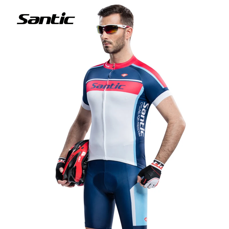 

Santic Cycling Jersey Sets Men Short Sleeve Bike Clothing Bicycle Wear Kit 4D Coolmax Padded Cycling Clothing Roupa Ciclismo