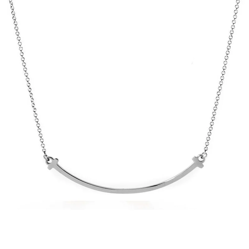 

Simsimi Mini smile women Necklace stainless steel pendant both sides mirror polished fashion necklaces rolo chain for women