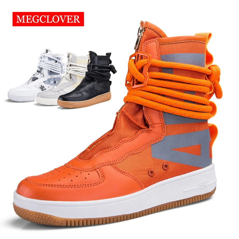 

2019 Men's Casual Skateboarding Shoes High Top Sneakers Breathable Shoes Sports Shoes Wrap zipper Walking Shoes Chaussure Homme