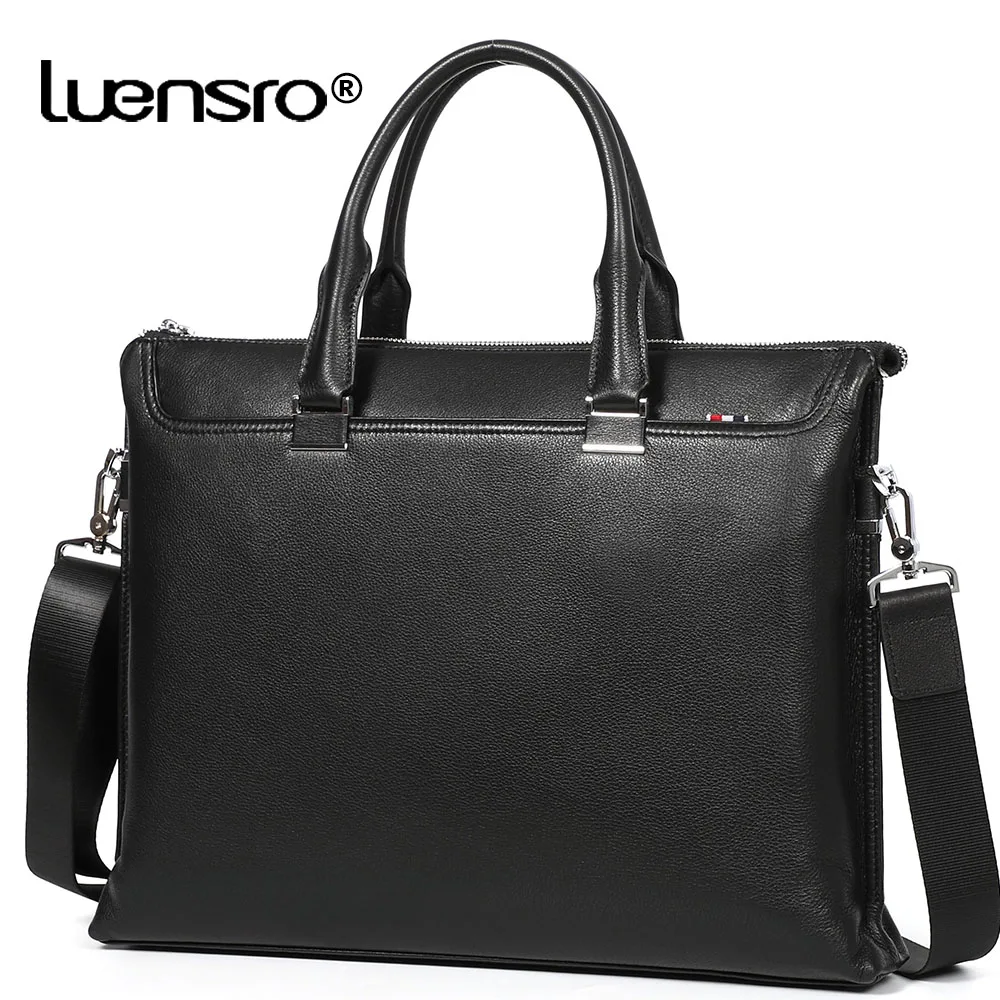 

Top Grade Genuine Leather Men Briefcase Business Handbag Tote Male Large Computer Bags Office Bags for Men Leather Laptop Bag
