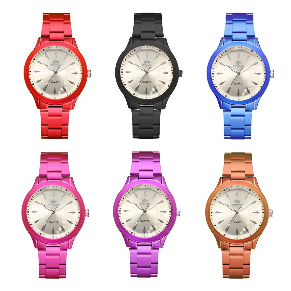

New Fashion Flower Print Analog Round Dial Alloy Band Women Quartz Wrist Watch Gift