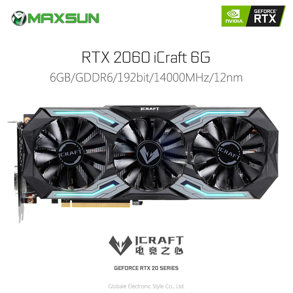 Оригинальная видеокарта MAXSUN GeForce RTX 2060 iCraft 6G для игр GDDR6 192 бит 14 Гбит/с HDMI DP DVI