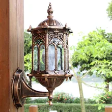 Античный наружный настенный светильник, алюминиевый стеклянный фонарь, уличный садовый светильник