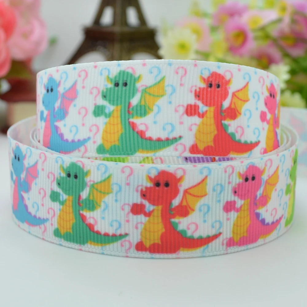 DUWES 7/8" 22mm Cute dragon Printed grosgrain ribbon hai rbow DIY ...