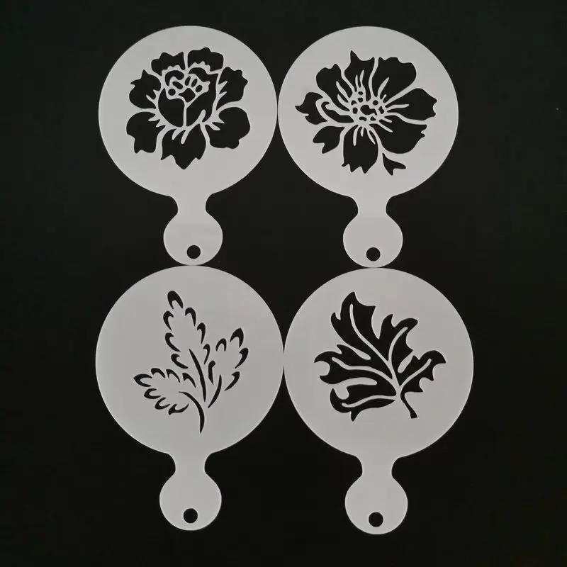 

4Pcs/set Tree Leaves Flower Coffee Latte Cappuccino Barista Art Stencils Plastic Milk Coffee Template Cafe Decoration