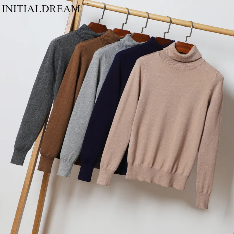

New Women Turtleneck Knitted Sweater Autumn and Winter Casual Solid Warm Pullovers Fashion Slim Jumper Bottoming Knitted Sweater