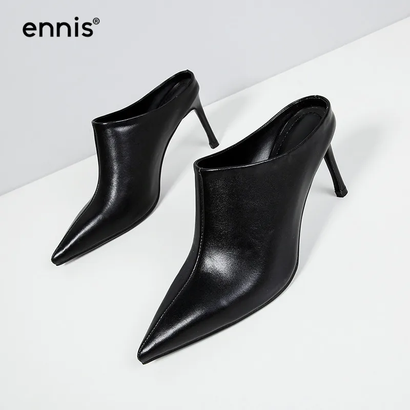 ENNIS/ г.; пикантные женские шлепанцы на высоком каблуке; весенние туфли без задника из натуральной кожи; Модные женские офисные туфли онлайн; M843
