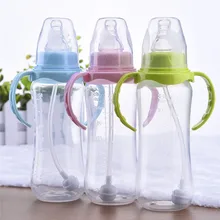Cute 240ml Baby bottle Infant Newborn Children Learn Feeding Drinking Handle Bottle Kids Straw Juice Water Bottles Training Cup 240ml baby bottles thermos stainless steel nursing feeding milk bottle water bottle newborn bottles 3 in1 baby heat retaining