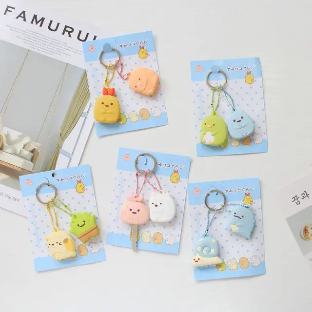 

Sumikko gurashi Anime Keychain PVC pendant ornament decoration unisex bag chain ring key cover key chains Unisex Gift