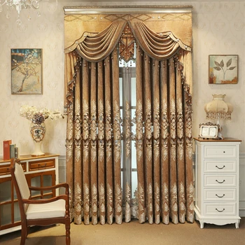 

European Brown Royal Luxury Curtains for Bedroom Window Curtains for Living Room Bedroom Elegant Drapes European Curtains