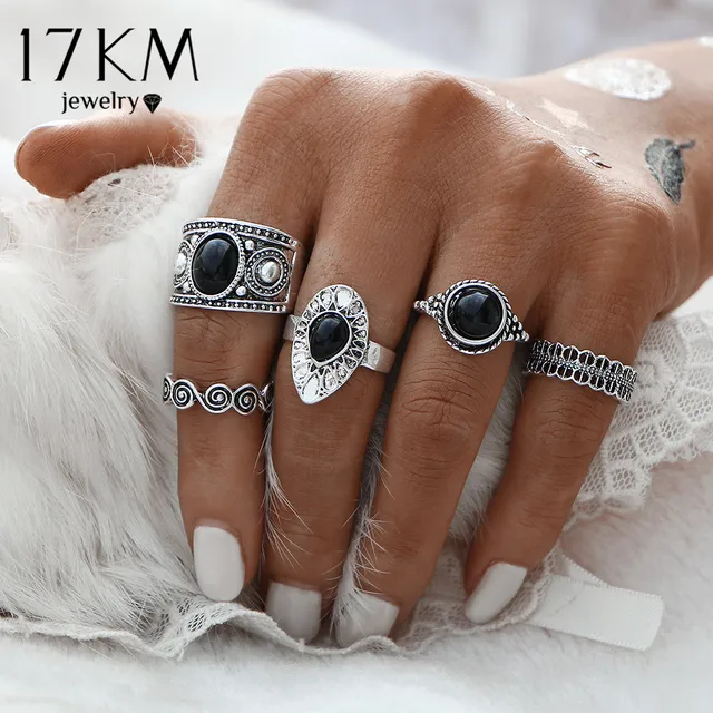 17KM Vintage Turkish Ring Sets Antique Stone Midi finger Rings for Women 2017 Pu 17KM Vintage Turkish Ring Sets Antique Stone Midi finger Rings for Women 2017 Pu