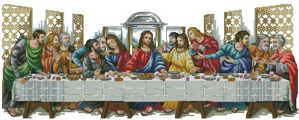 

Top Quality Religion Religious Cross Stitch Kit The Last Supper Dinner Judas Priest and His Disciples