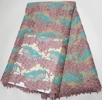 

5yards african cord lace fabric with stone african lace fabric 2019 embroidered guipure lace fabric nigerian lace fabrics PS-Q81
