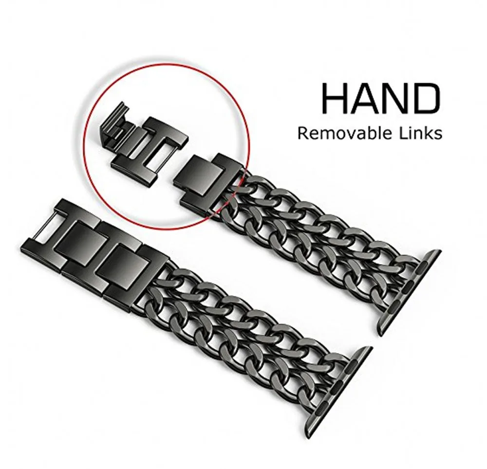 Ремешок с пряжкой для Apple Watch Band Series 6/5/4/3/2/SE стальной ковбойский звеньевой браслет