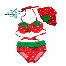 Детский раздельный бикини, купальник, лето пляж милый купальник с изображением клубники купальный костюм