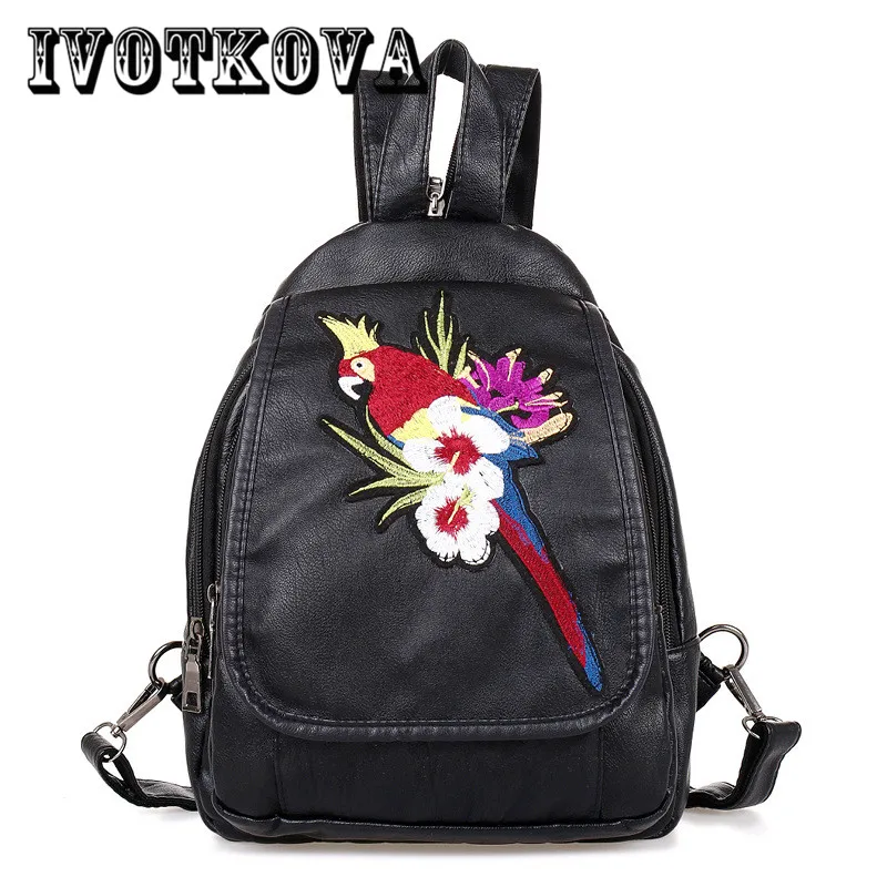 IVOTKOVA Rotro Backpack Parrot Women PU Leather Bag Women Bag Small Women Backpack Mochila Feminina School