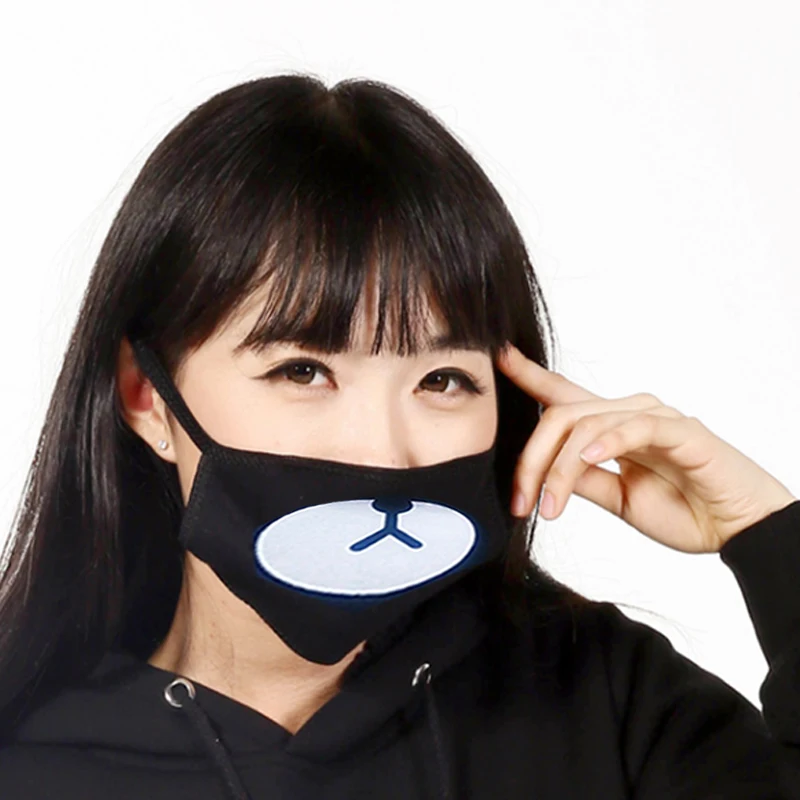 

Fashion Black Anti-Dust Cotton Lovely Bear Masks Anime Cartoon Lucky Bear Women Men Muffle Face Mouth Masks