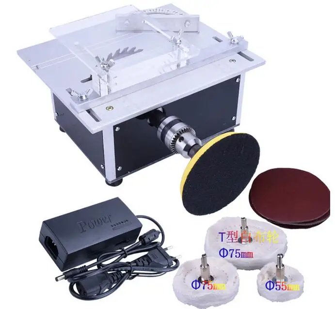 Speed Adjustable DIY Miniature Table Saws DIY Carpentry Chainsaw Small Cutting Machine Model saw w/ Cutter Polisher Function