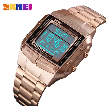 

Men's Watches Countdown Stainless Steel Band Digital Sports Watch Man Clock Dress Wristwatch Waterproof Relogio Masculino SKMEI