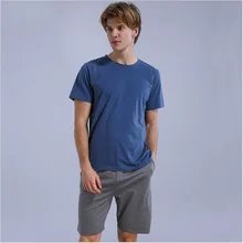 Летняя мужская Повседневная модная Пижама, комплекты Мужская футболка с коротким рукавом и круглым вырезом и полуштаны, Мужской Хлопковый пижамный комплект, XXXL