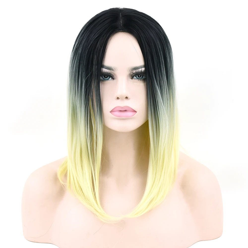 Soowee 12 цветов синтетические волосы черный серый фиолетовый Омбре волосы короткие боб парики для женщин прямые волосы головной убор косплей парик