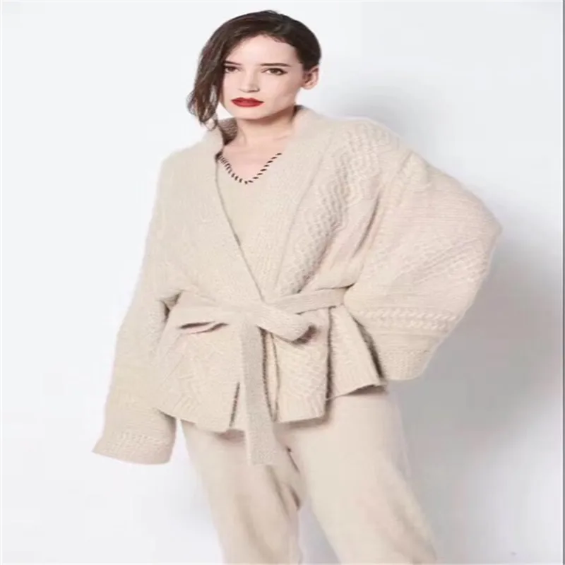 2018 autumn and winter new sweater shirt belt sweater thick women's loose sweater jacket sweater Sweaters