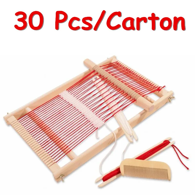 

FCL Wholesale 30Pcs/Carton Weaving Loom Wooden Traditional Toys Childrens Pretend Play Craft Weaving Frams Educational Gift
