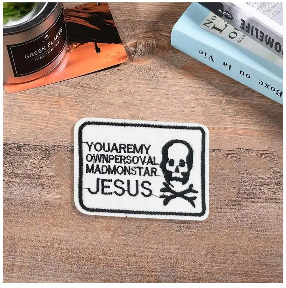 Cool patches Color hat Misfits Skull Jesus Tiger Badge PUTRIO PICO White Wings Cross Patch Ironing Stickers Clothes Patches (12)